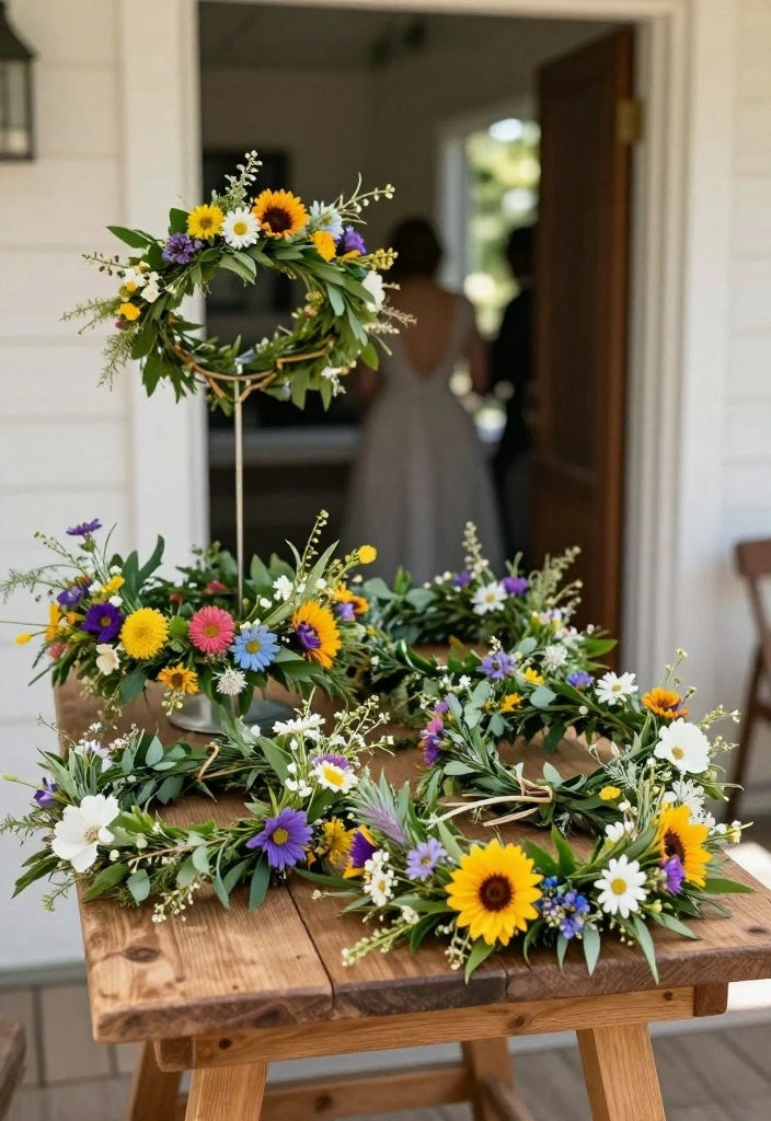 15 Wedding Entrance Flowers Ideas That Wow Guests Instantly 29 15 Wedding Entrance Flowers Ideas That Wow Guests Instantly - 9. Bohemian Flower Crowns 1