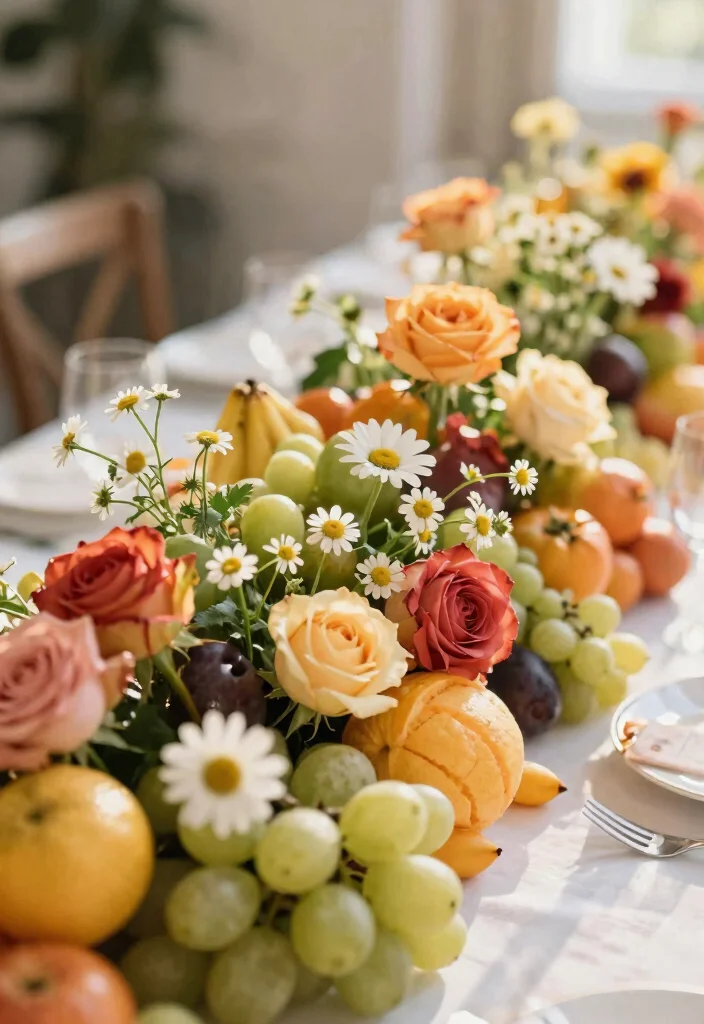 15 Wedding Fruit Table Ideas With Fresh Vibrant Style 61 15 Wedding Fruit Table Ideas With Fresh Vibrant Style - 11. Elegant Floral Accents 1