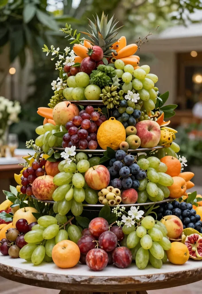 15 Wedding Fruit Table Ideas With Fresh Vibrant Style 38 15 Wedding Fruit Table Ideas With Fresh Vibrant Style - 8. Grand Fruit Tiers 1