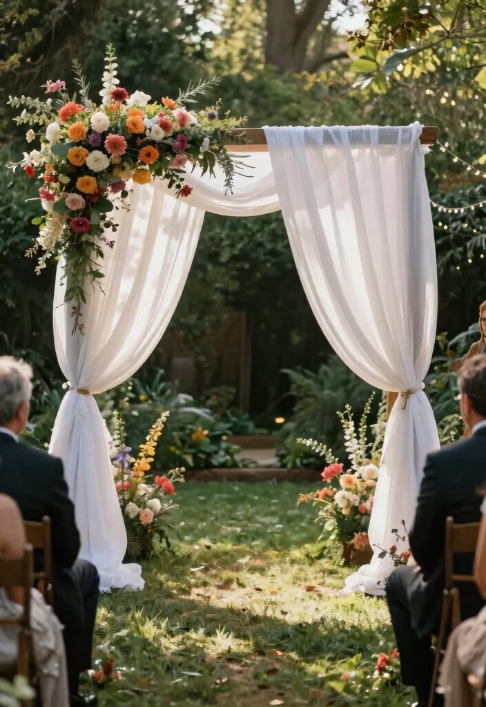 15 Western Wedding Arch Ideas With Rustic Flair 50 15 Western Wedding Arch Ideas With Rustic Flair - 10. Fabric Draped Arch 1