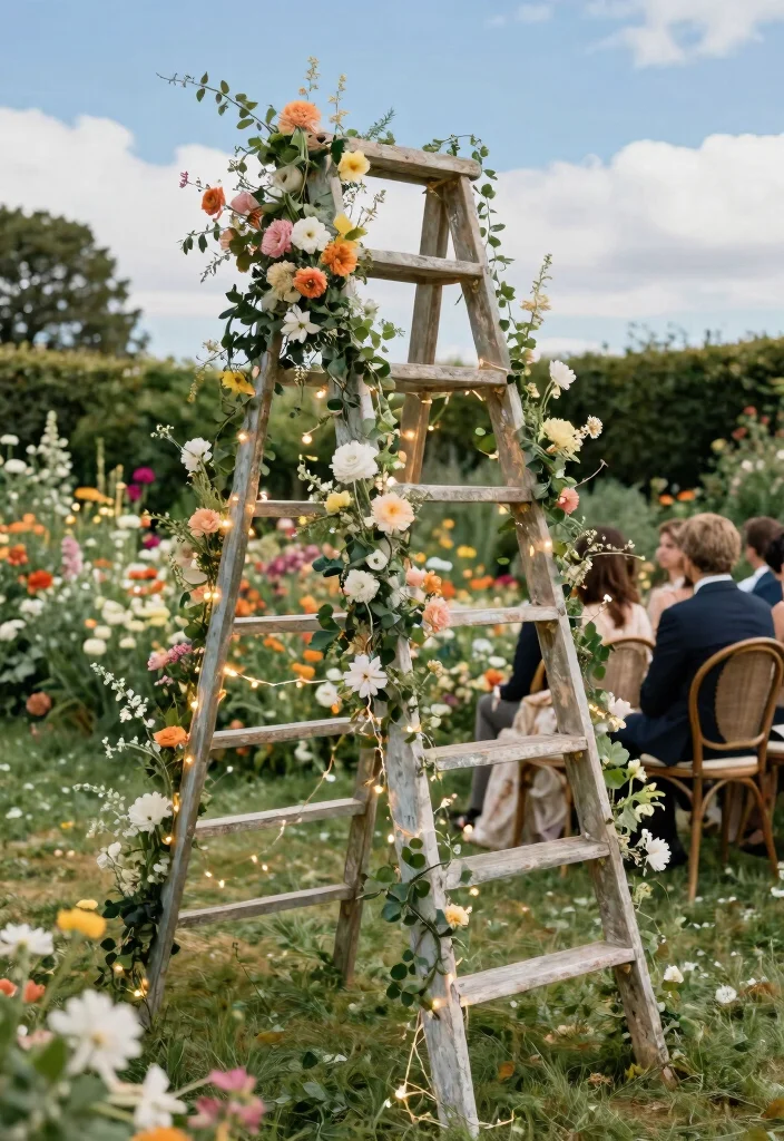 15 Western Wedding Arch Ideas With Rustic Flair 53 15 Western Wedding Arch Ideas With Rustic Flair - 13. Vintage Ladder Arch 1