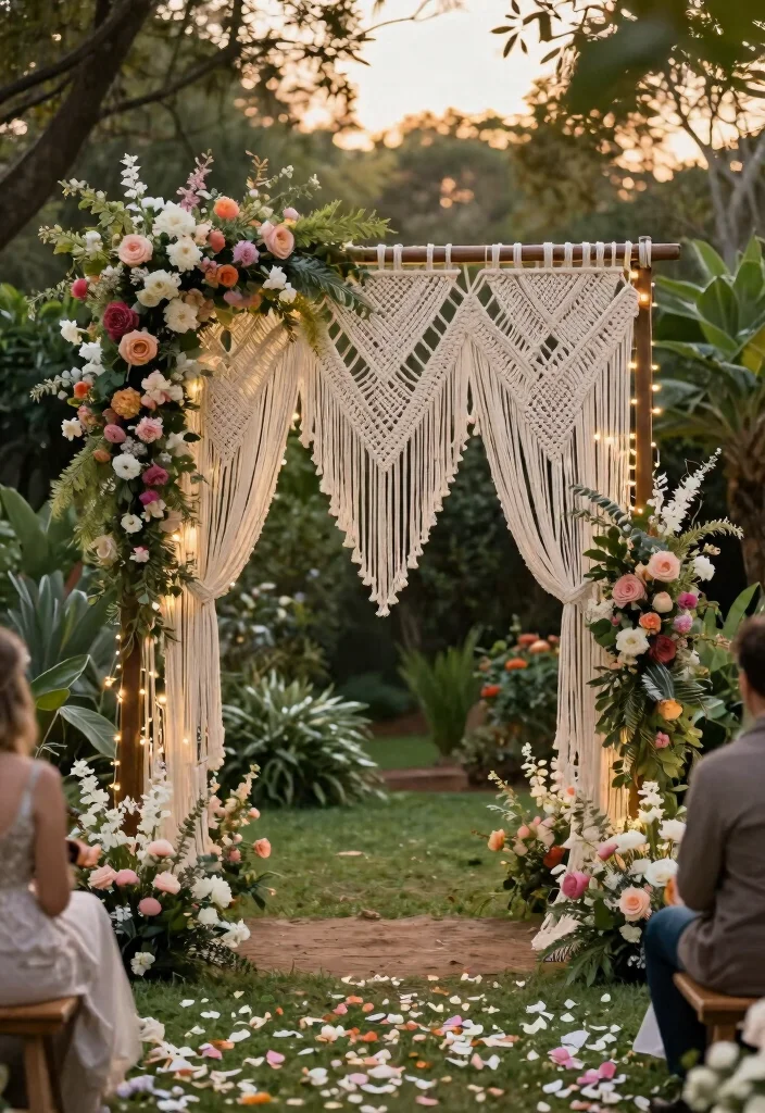 15 Western Wedding Arch Ideas With Rustic Flair 24 15 Western Wedding Arch Ideas With Rustic Flair - 4. Macramé Magic 1