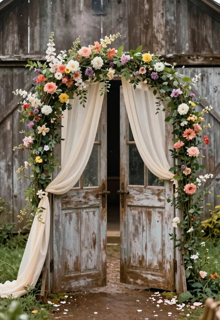 15 Western Wedding Arch Ideas With Rustic Flair 25 15 Western Wedding Arch Ideas With Rustic Flair - 5. Vintage Door Arch 1