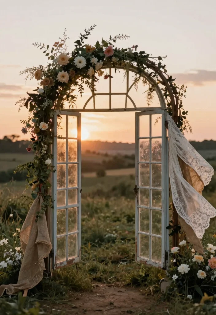 15 Western Wedding Arch Ideas With Rustic Flair 48 15 Western Wedding Arch Ideas With Rustic Flair - 8. Antique Window Arch 1