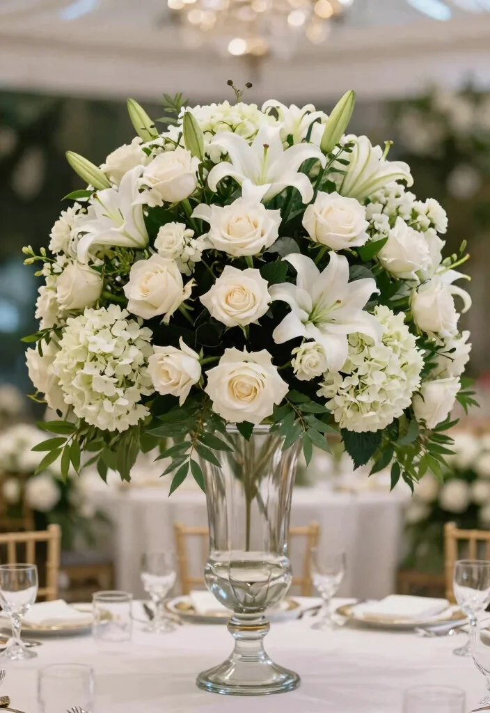 15 White Wedding Flowers Centerpieces Ideas With Classic Beauty 40 15 White Wedding Flowers Centerpieces Ideas With Classic Beauty - 10. Mixed White Flower Compositions 1