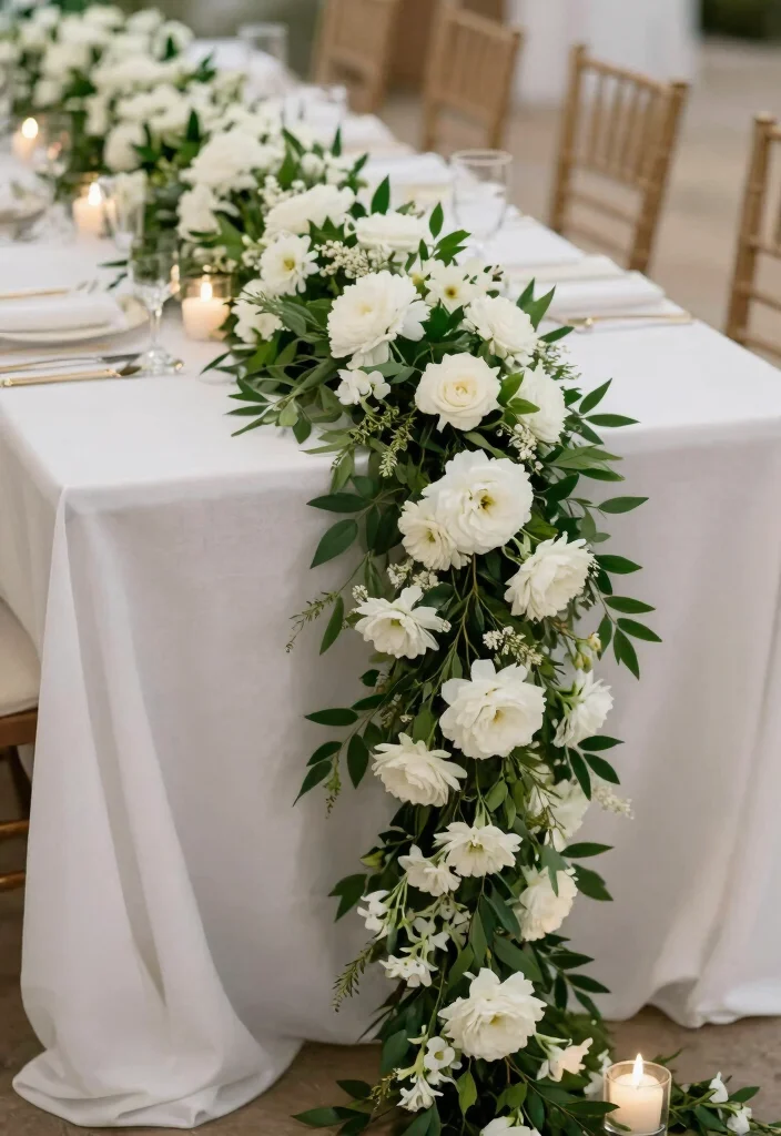 15 White Wedding Flowers Centerpieces Ideas With Classic Beauty 41 15 White Wedding Flowers Centerpieces Ideas With Classic Beauty - 11. White Floral Garland 1