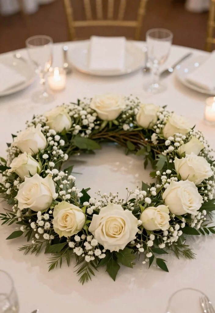 15 White Wedding Flowers Centerpieces Ideas With Classic Beauty 64 15 White Wedding Flowers Centerpieces Ideas With Classic Beauty - 14. Soft White Floral Wreaths 1