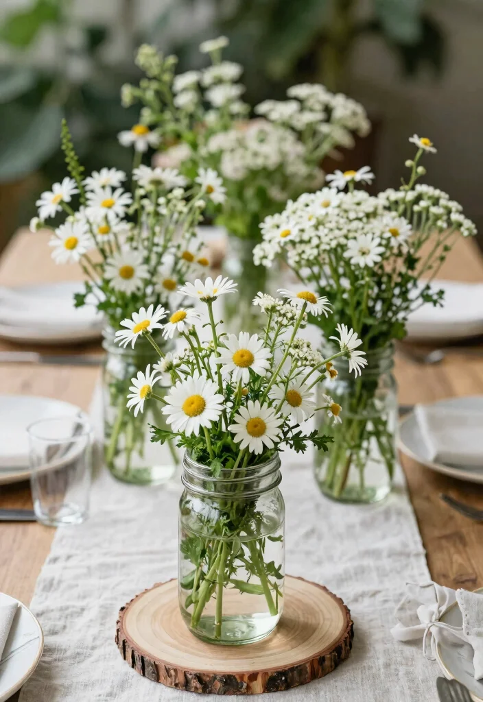 15 White Wedding Flowers Centerpieces Ideas With Classic Beauty 26 15 White Wedding Flowers Centerpieces Ideas With Classic Beauty - 6. Eco-Friendly Wildflower Centerpieces 1
