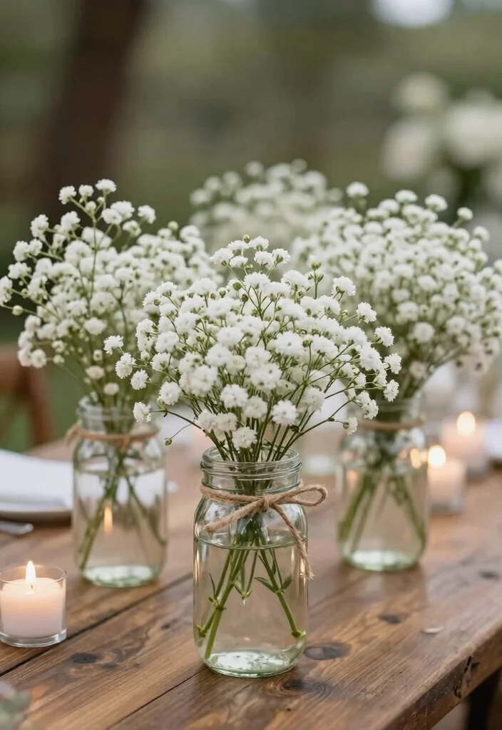 15 White Wedding Flowers Centerpieces Ideas With Classic Beauty 28 15 White Wedding Flowers Centerpieces Ideas With Classic Beauty - 8. Charming Baby's Breath Accents 1