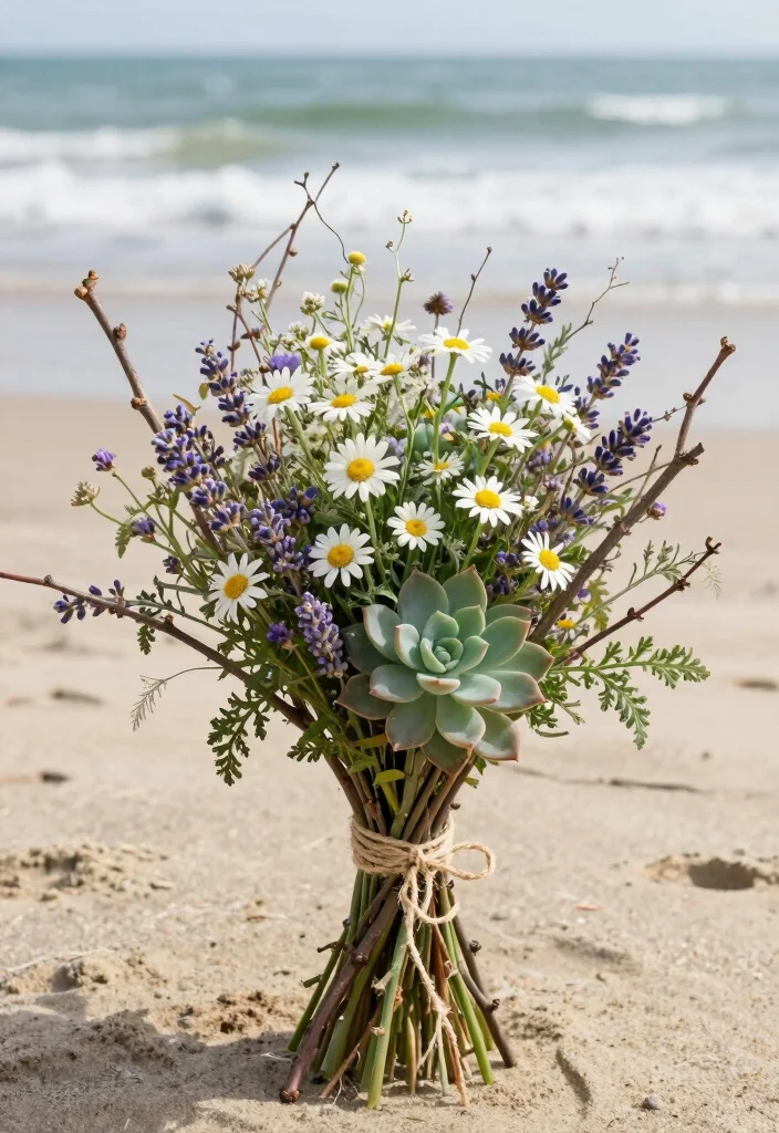 16 Beach Wedding Flowers Bouquet Ideas With Coastal Vibes 30 16 Beach Wedding Flowers Bouquet Ideas With Coastal Vibes - 10. Rustic Charm: Woodsy Elements 1