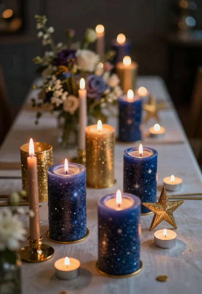 16 Celestial Wedding Flowers Ideas With Dreamy Details 30 16 Celestial Wedding Flowers Ideas With Dreamy Details - 10. Cosmic Candle Displays 1