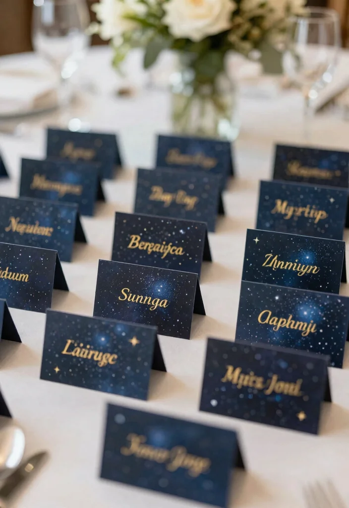 16 Celestial Wedding Flowers Ideas With Dreamy Details 33 16 Celestial Wedding Flowers Ideas With Dreamy Details - 13. Celestial-Themed Place Cards 1