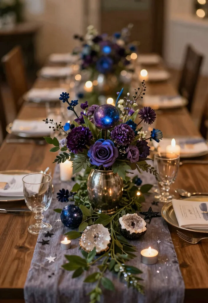 16 Celestial Wedding Flowers Ideas With Dreamy Details 2 16 Celestial Wedding Flowers Ideas With Dreamy Details - 2. Cosmic Wedding Centerpieces 1