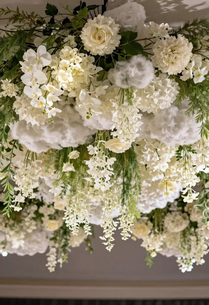 16 Celestial Wedding Flowers Ideas With Dreamy Details 19 16 Celestial Wedding Flowers Ideas With Dreamy Details - 9. Floating Floral Installations 1