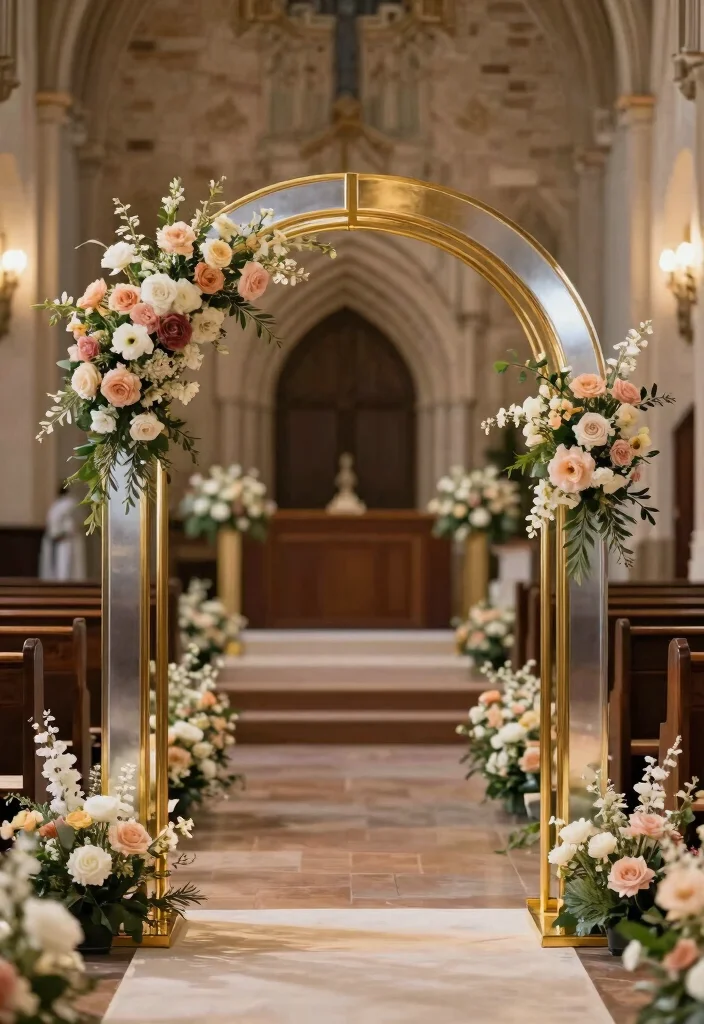 16 Church Wedding Arch Ideas With Timeless Grace 50 16 Church Wedding Arch Ideas With Timeless Grace - 10. Elegant Metallic Accents 1
