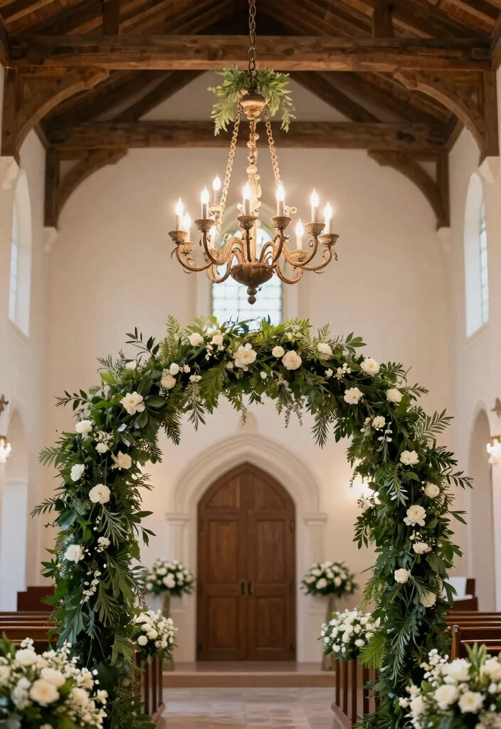 16 Church Wedding Arch Ideas With Timeless Grace 36 16 Church Wedding Arch Ideas With Timeless Grace - 6. Rustic Chandelier 1