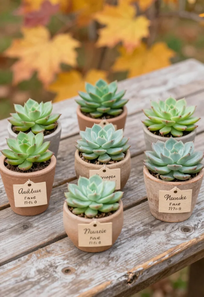 16 Fall Wedding Favors for Guests Ideas With Autumn Touch 1 16 Fall Wedding Favors for Guests Ideas With Autumn Touch - 1. Miniature Potted Succulents 1