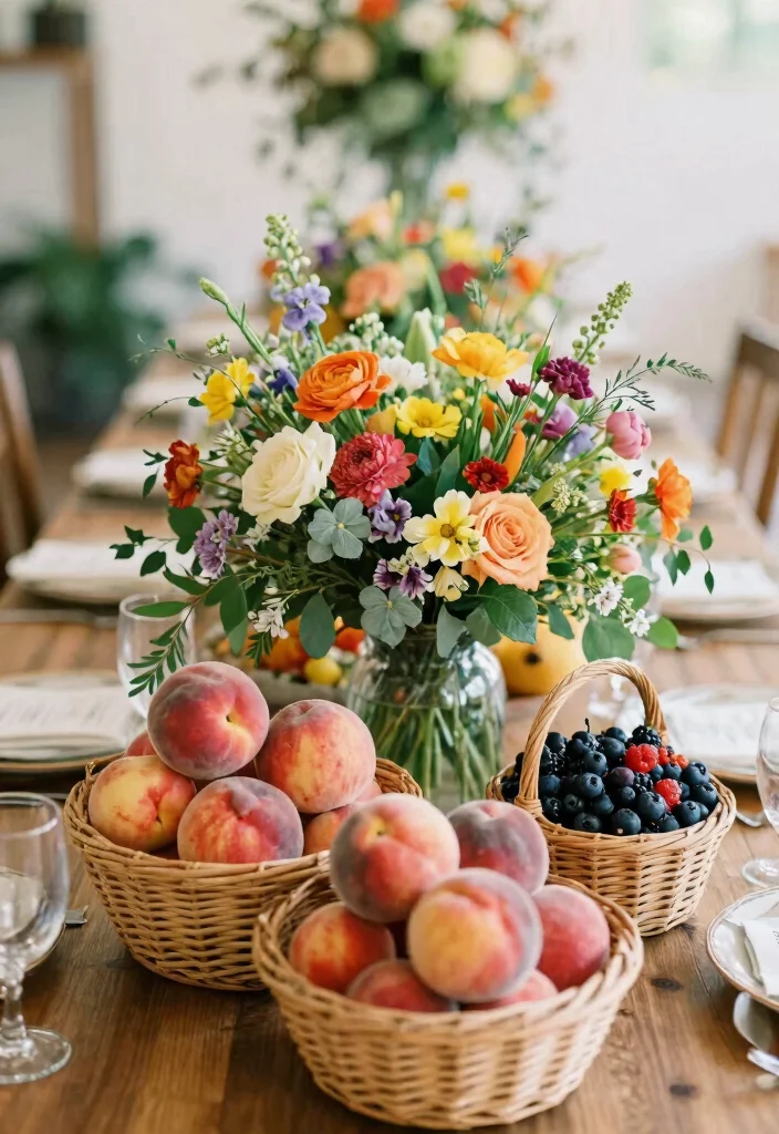 16 Green Wedding Centerpieces Ideas With Natural Vibes 53 16 Green Wedding Centerpieces Ideas With Natural Vibes - 13. Seasonal Fruit and Flower Mix 1