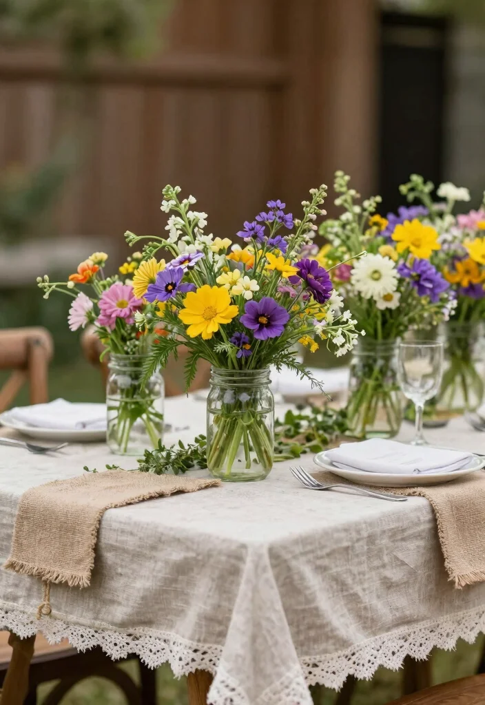16 Green Wedding Centerpieces Ideas With Natural Vibes 12 16 Green Wedding Centerpieces Ideas With Natural Vibes - 2. Wildflower Whimsy 1