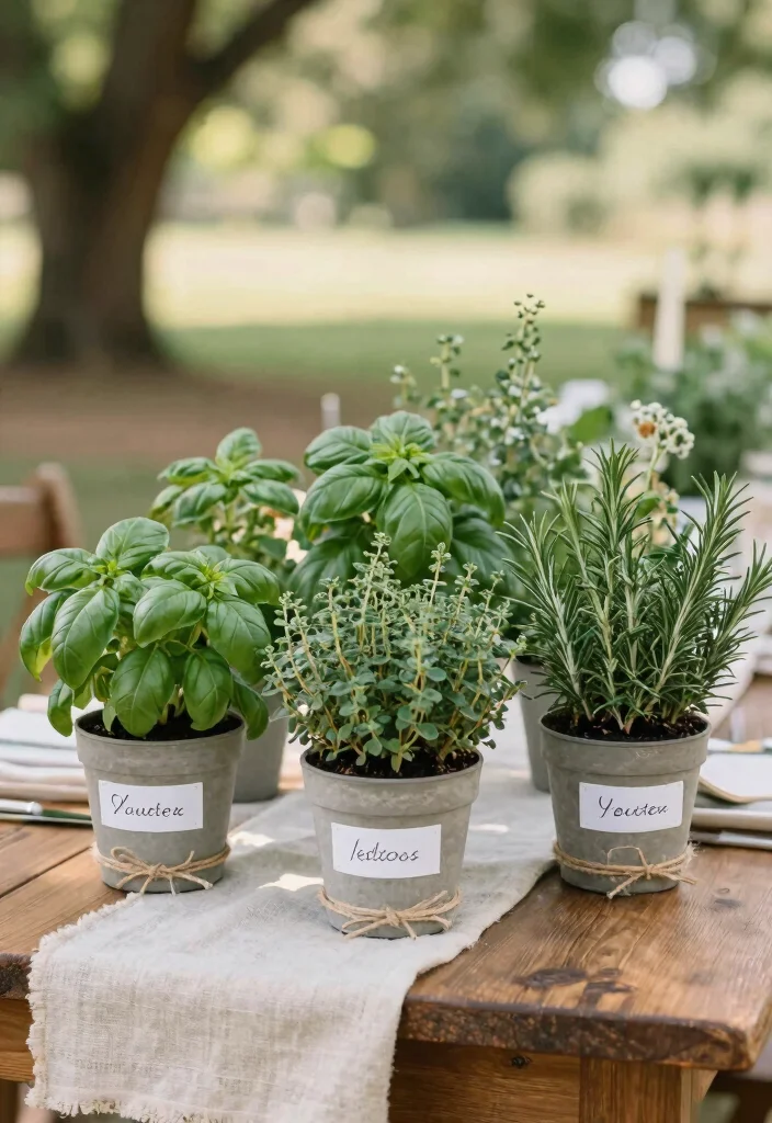 16 Green Wedding Centerpieces Ideas With Natural Vibes 13 16 Green Wedding Centerpieces Ideas With Natural Vibes - 3. Herb Garden Delight 1
