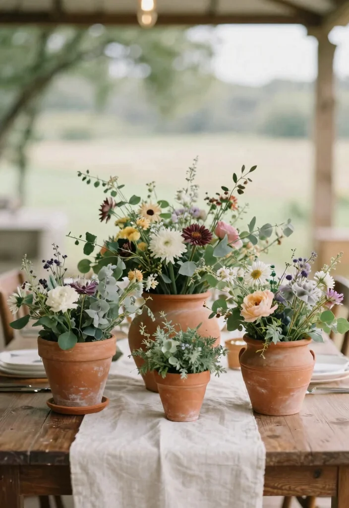 16 Green Wedding Centerpieces Ideas With Natural Vibes 28 16 Green Wedding Centerpieces Ideas With Natural Vibes - 8. Terracotta and Clay Pots 1