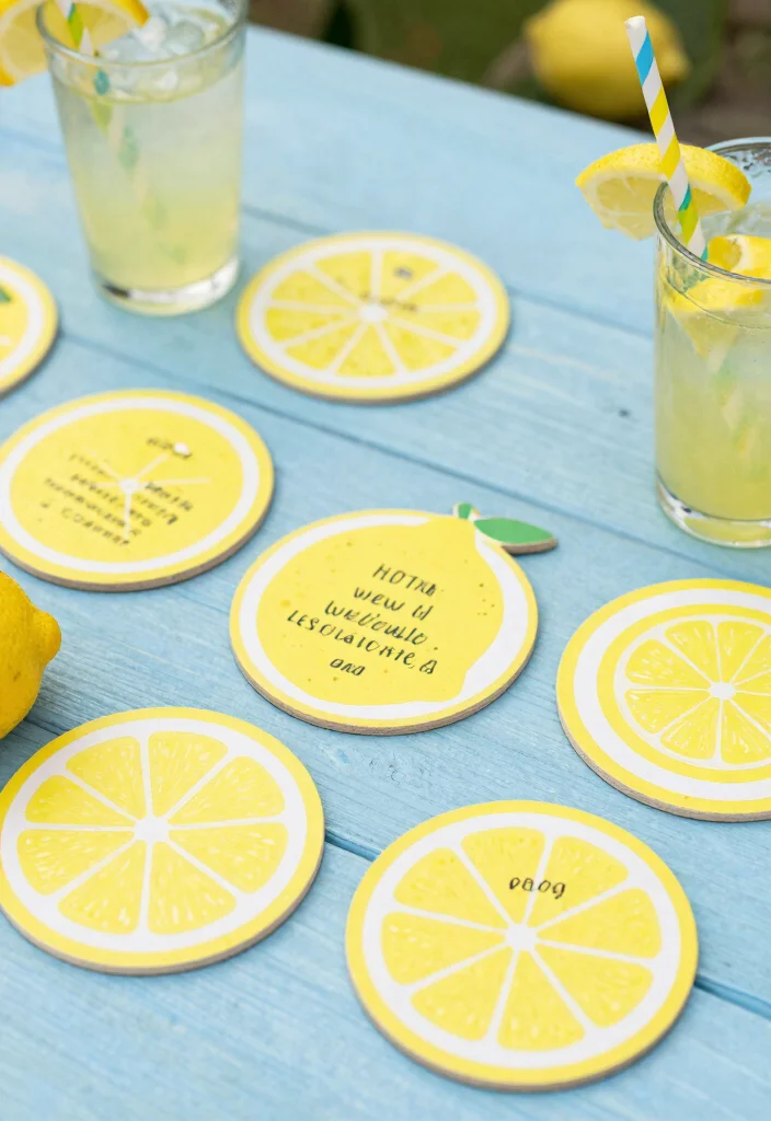 16 Lemon Wedding Invitations Ideas With Fresh Summer Vibes 32 16 Lemon Wedding Invitations Ideas With Fresh Summer Vibes - 12. Interactive Lemon Drink Coasters 1