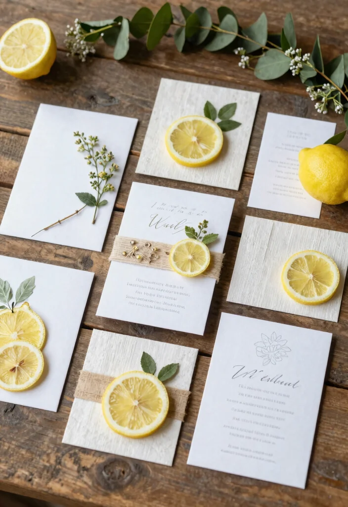 16 Lemon Wedding Invitations Ideas With Fresh Summer Vibes 25 16 Lemon Wedding Invitations Ideas With Fresh Summer Vibes - 5. Handmade Paper with Lemon Embellishments 1