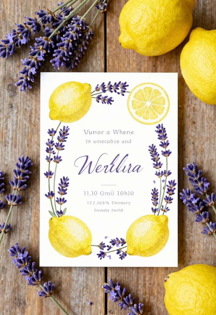 16 Lemon Wedding Invitations Ideas With Fresh Summer Vibes 26 16 Lemon Wedding Invitations Ideas With Fresh Summer Vibes - 6. Lemon and Lavender Fusion 1