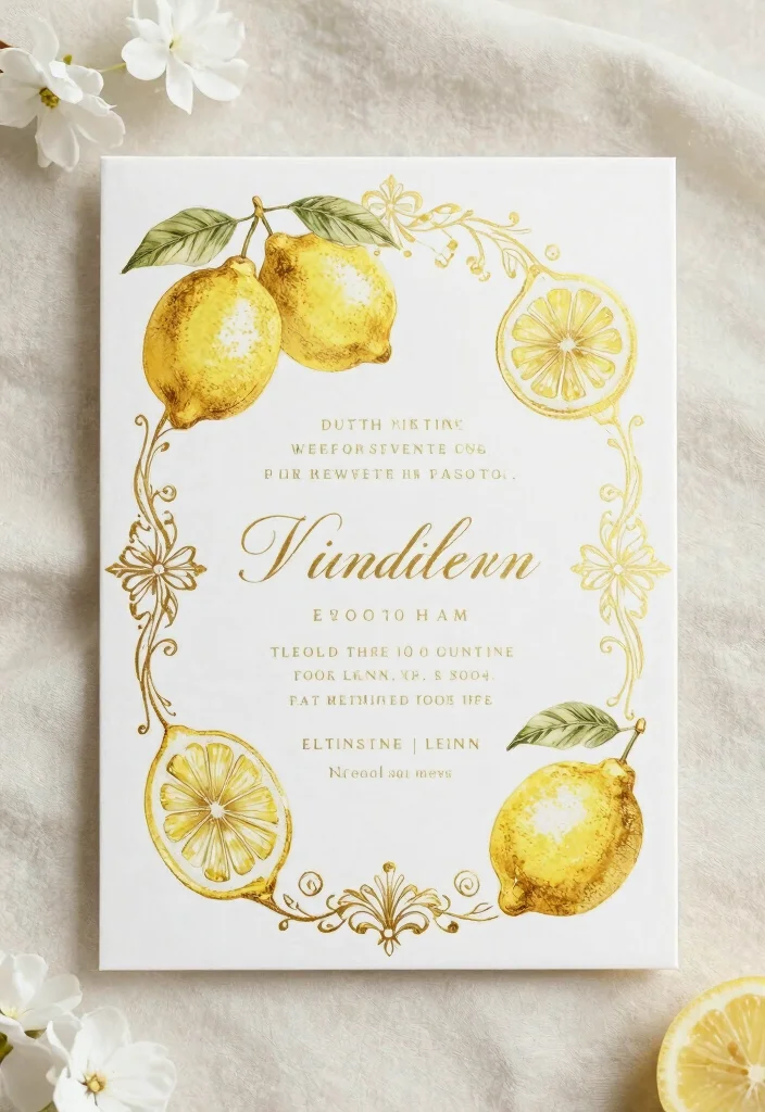 16 Lemon Wedding Invitations Ideas With Fresh Summer Vibes 28 16 Lemon Wedding Invitations Ideas With Fresh Summer Vibes - 8. Elegant Gold Foil Accents 1