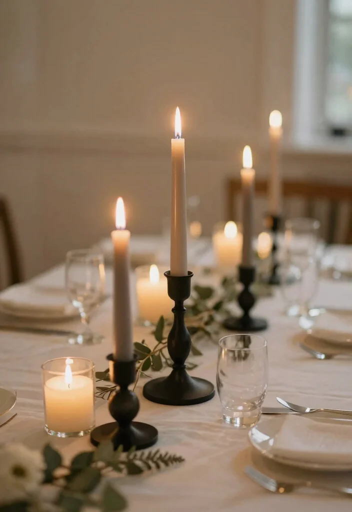 16 Minimalist Wedding Table Decor Simple Centerpieces Ideas That Shine 12 16 Minimalist Wedding Table Decor Simple Centerpieces Ideas That Shine - 2. Classic Candle Arrangements 1