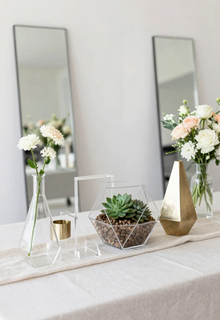 16 Minimalist Wedding Table Decor Simple Centerpieces Ideas That Shine 14 16 Minimalist Wedding Table Decor Simple Centerpieces Ideas That Shine - 4. Geometric Shapes and Lines 1