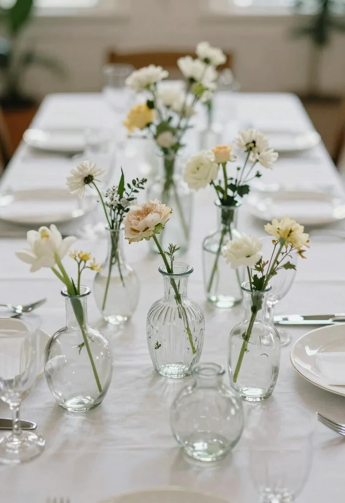 16 Minimalist Wedding Table Decor Simple Centerpieces Ideas That Shine 29 16 Minimalist Wedding Table Decor Simple Centerpieces Ideas That Shine - 9. Recycled Glass Vases 1