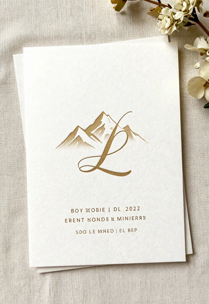 16 Mountain Wedding Invitations Ideas With Scenic Beauty - 11. Mountain-Themed Monograms 1