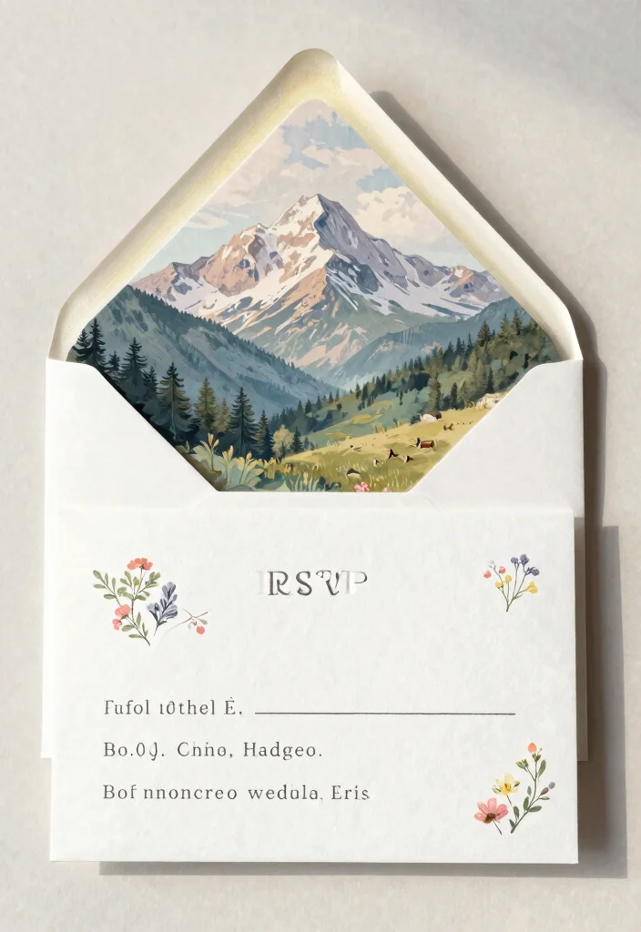 16 Mountain Wedding Invitations Ideas With Scenic Beauty - 16. Integrated RSVP Cards 1