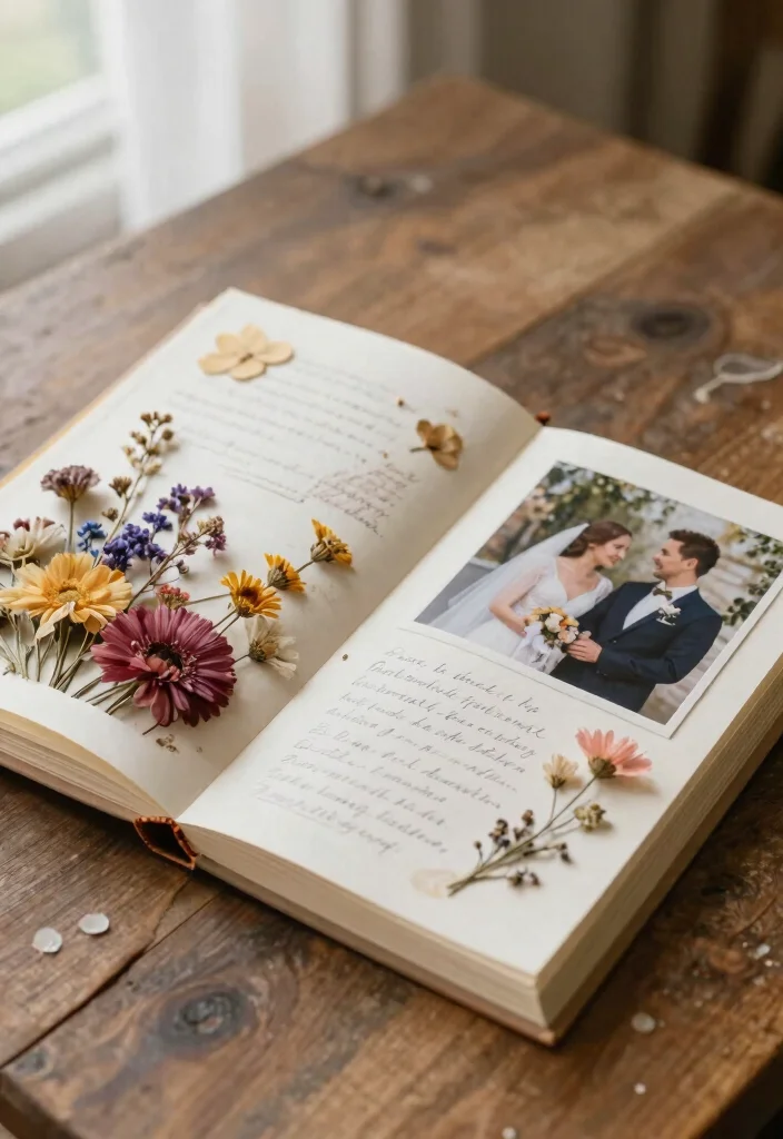 16 Preserving Wedding Flowers Ideas With Sentimental Touch - 15. Preserved Flower Wedding Book 1