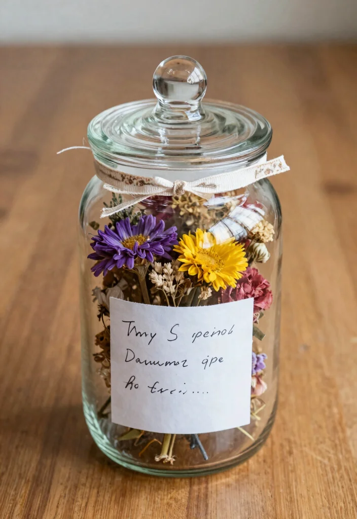 16 Preserving Wedding Flowers Ideas With Sentimental Touch - 16. Flower Memory Jar 1