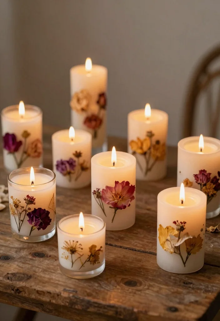 16 Preserving Wedding Flowers Ideas With Sentimental Touch - 9. Wedding Flower Candles 1