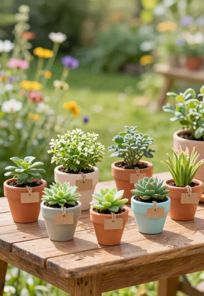16 Rustic Wedding Party Favors Ideas With Country Charm - 1. Miniature Potted Plants 1
