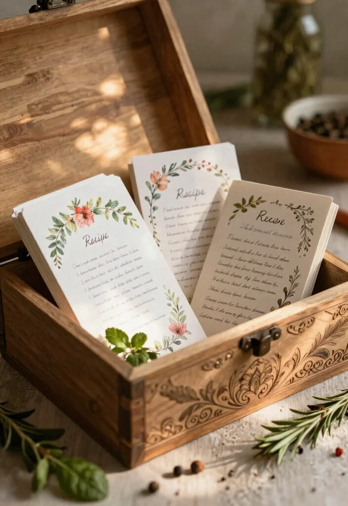 16 Rustic Wedding Party Favors Ideas With Country Charm - 14. Customizable Recipe Cards 1