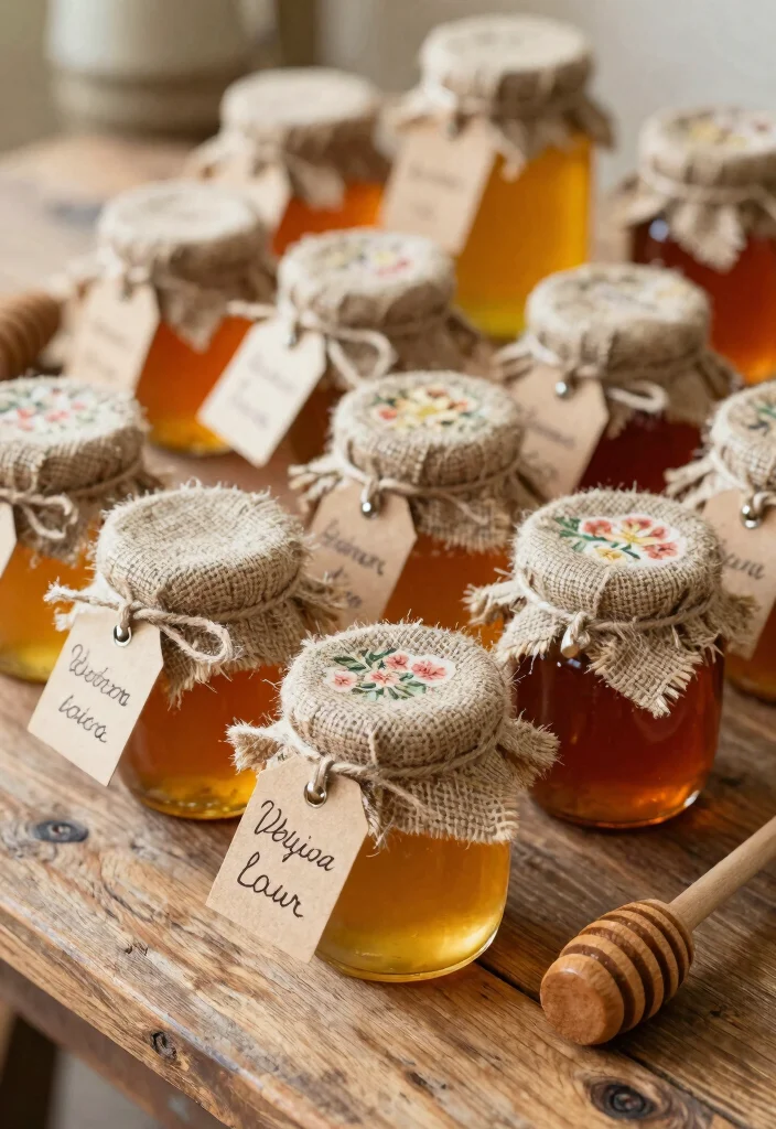 16 Rustic Wedding Party Favors Ideas With Country Charm - 5. Jars of Local Honey 1