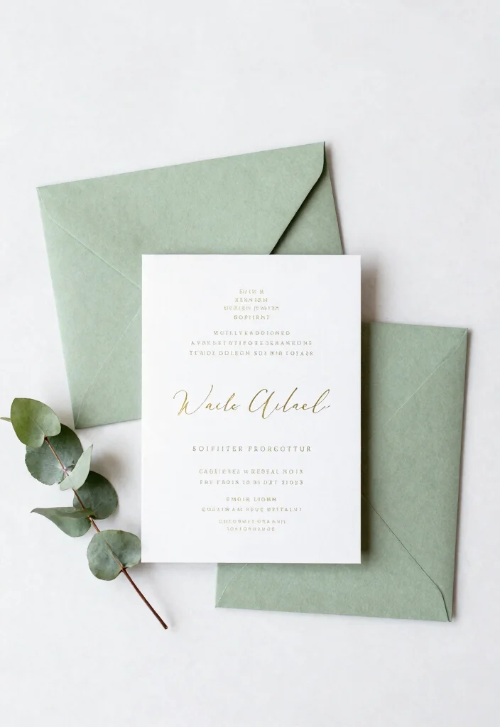 16 Sage Green Wedding Invitations Ideas With Soft Elegance - 1. Minimalist Sage Green Invitations 1