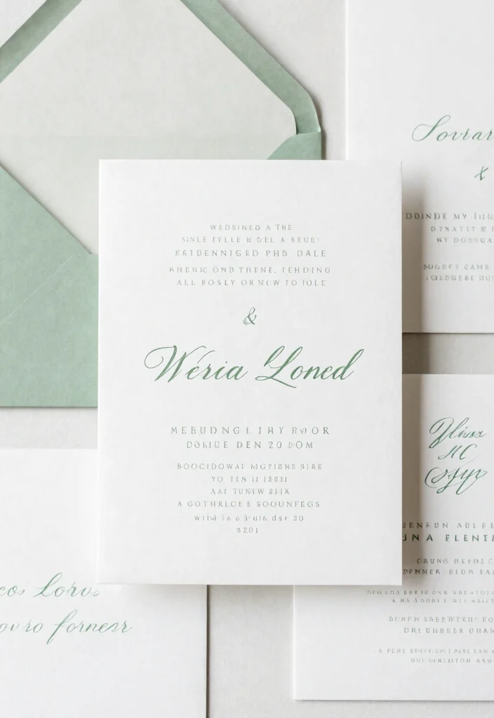 16 Sage Green Wedding Invitations Ideas With Soft Elegance - 11. Elegant Typography Focused Invitations 1