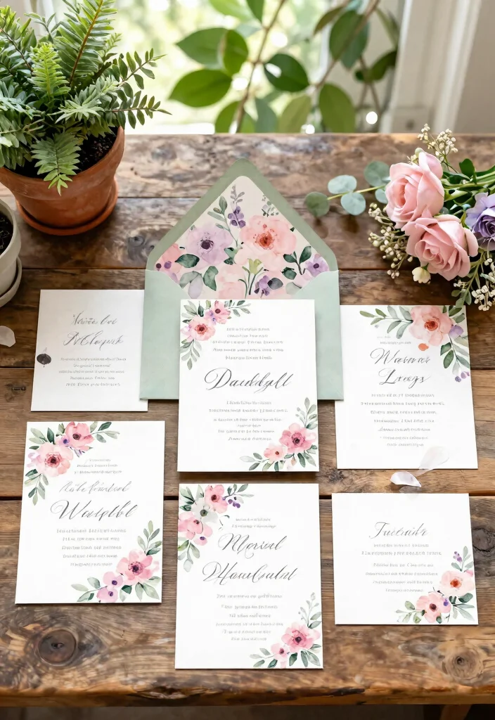16 Sage Green Wedding Invitations Ideas With Soft Elegance - 2. Floral Illustrations with Sage Green Accents 1