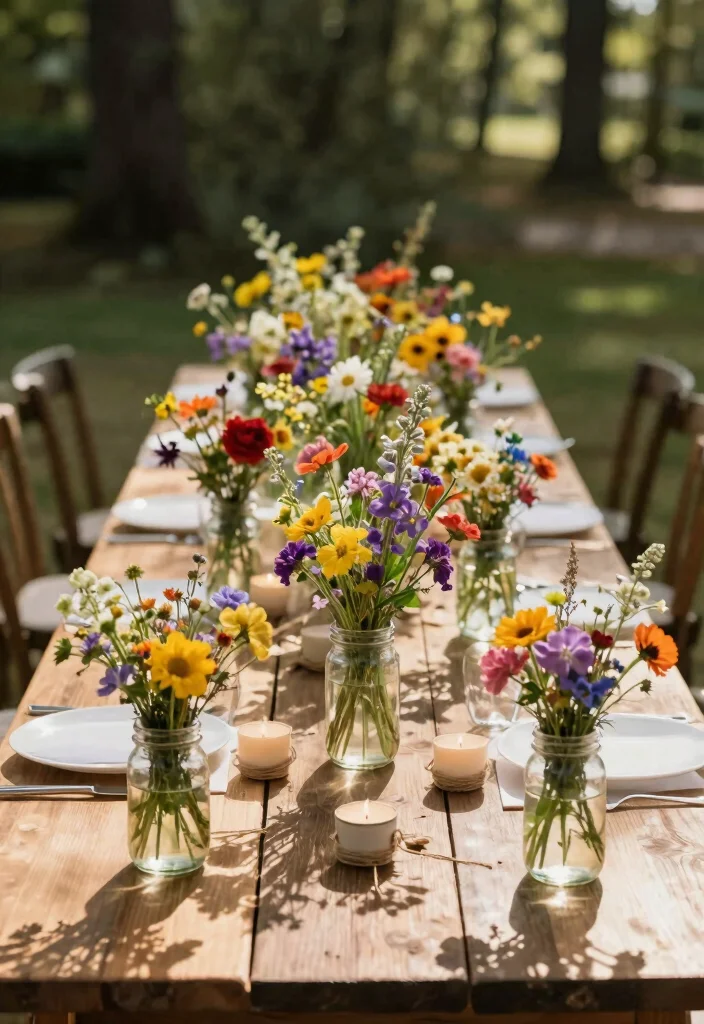 16 Simple Boho Centerpieces Wedding Ideas With Free Spirited Style 1 16 Simple Boho Centerpieces Wedding Ideas With Free Spirited Style - 1. Wildflower Jars 1