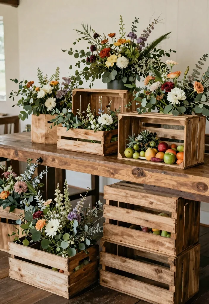 16 Simple Boho Centerpieces Wedding Ideas With Free Spirited Style 15 16 Simple Boho Centerpieces Wedding Ideas With Free Spirited Style - 5. Wooden Crates and Boxes 1