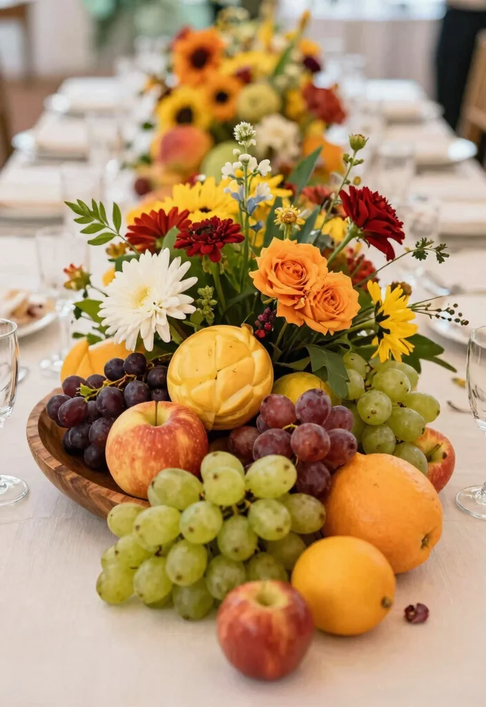 16 Simple Boho Centerpieces Wedding Ideas With Free Spirited Style 39 16 Simple Boho Centerpieces Wedding Ideas With Free Spirited Style - 9. Fruit and Floral Combos 1