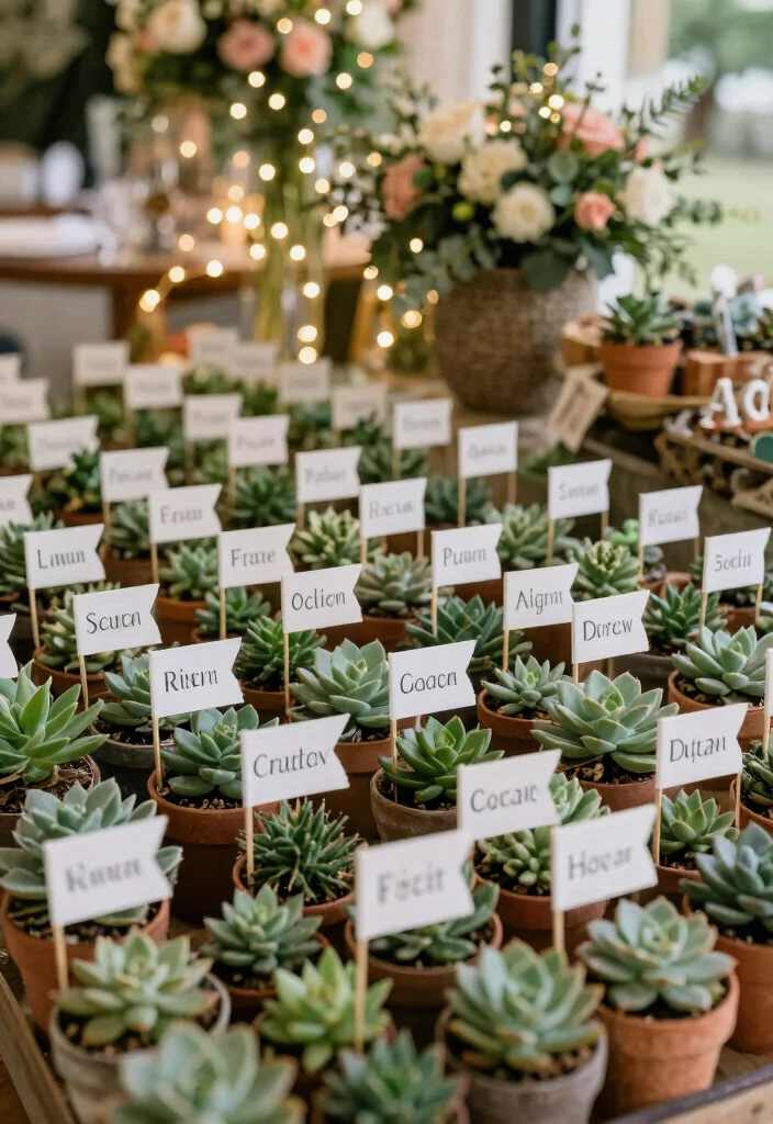 16 Wedding Ceremony Signs Ideas That Guide Beautifully - 10. Succulent Sign Holders 1
