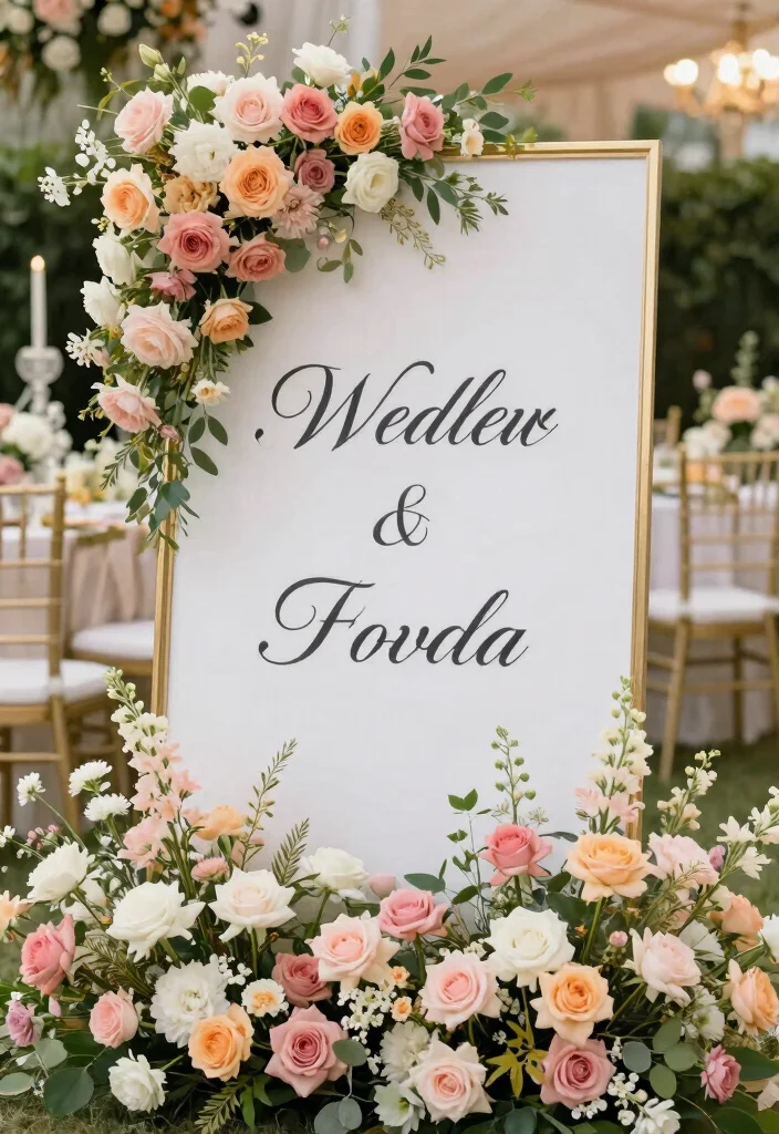 16 Wedding Ceremony Signs Ideas That Guide Beautifully - 14. Flower Frame Signs 1