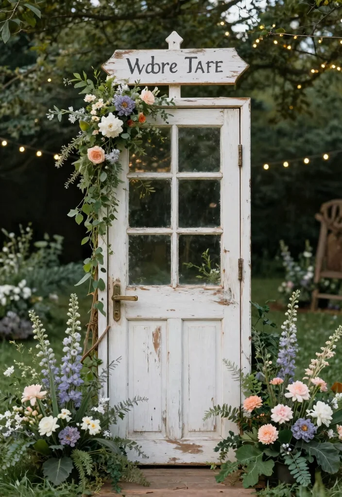 16 Wedding Ceremony Signs Ideas That Guide Beautifully - 9. Upcycled Door Signs 1