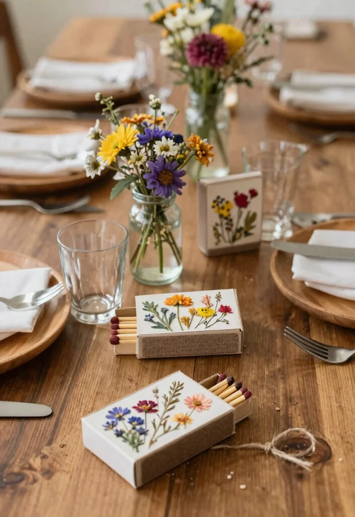 16 Wedding Matchbox Favors Ideas With Vintage Flair - 1. Whimsical Wildflower Matchboxes 1